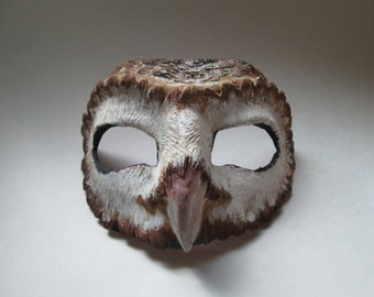 Barn Owl mask, masquerade mask, costume mask, fantasy, forest creature, owl mask, bird, custom made, enchanted woodland