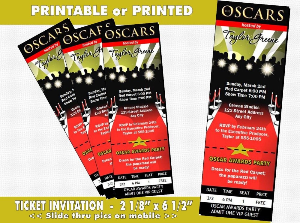 Oscar Awards Red Carpet Paparazzi Ticket by PrintVillaInvites