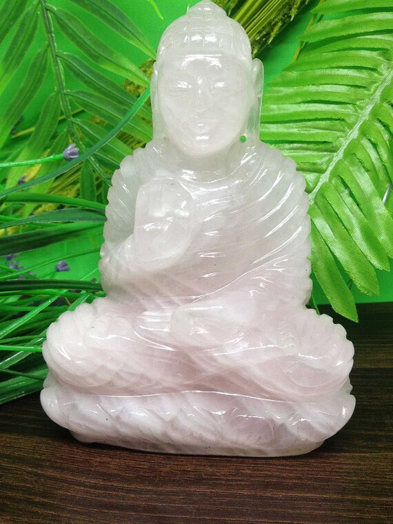 Natural Rose Quartz Buddha Statue Gemstone statue Semi