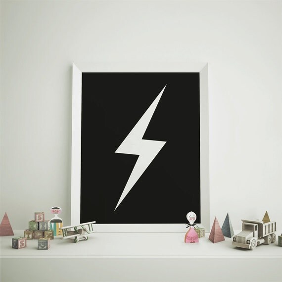 Kids Room Decor Nursery Wall Art Lightening Bolt Superhero