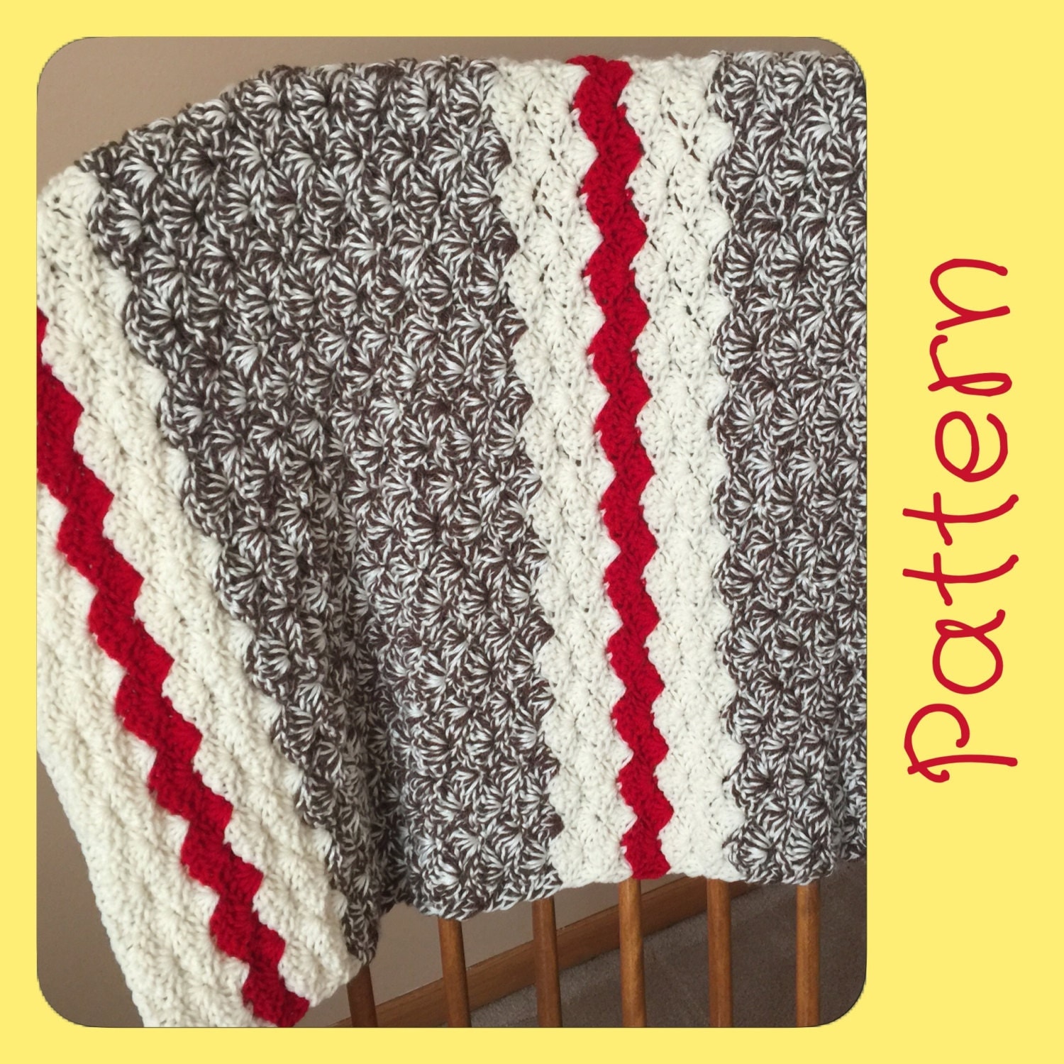 Sock Monkey Baby Blanket Crochet Pattern Crochet Blanket