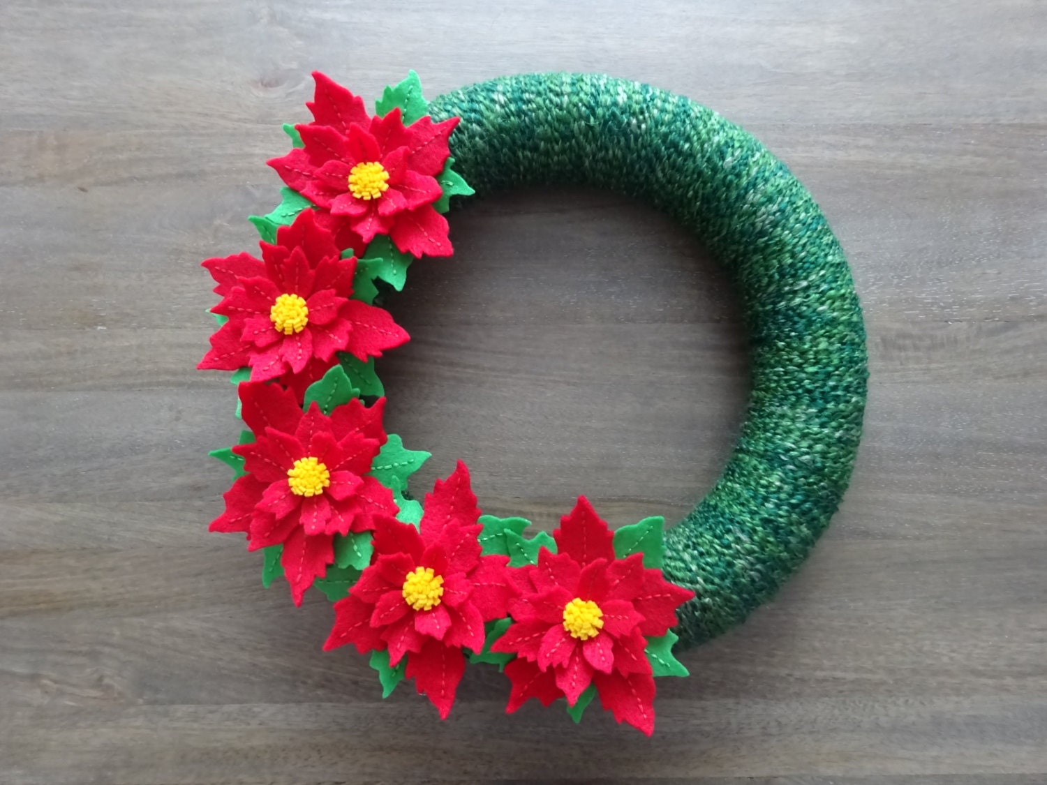 Christmas Felt Wreath Felt Flower Wreath Christmas Wreath