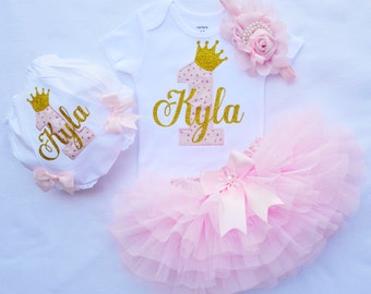 first birthday Outfit girl,Cake Smash Outfit girl,Girls First Birthday outfit,1st birthday girl outfit in pink and gold,1st birthday girl