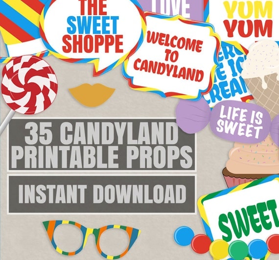 35 Candyland Photo Booth Printable Props Sweet Shoppe Props