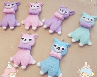 Cute alpaca necklace ring pastel fairy kei lolita