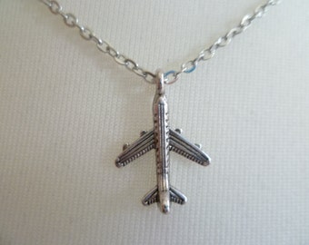 Airplane necklace,plane necklace,aeroplane necklace,silver airplane pendant,traveller,friendship gift,airplane jewelry,simple jewellery