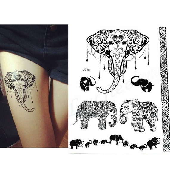  Elephant  tattoo Henna  inspired Easy  to Apply Waterproof