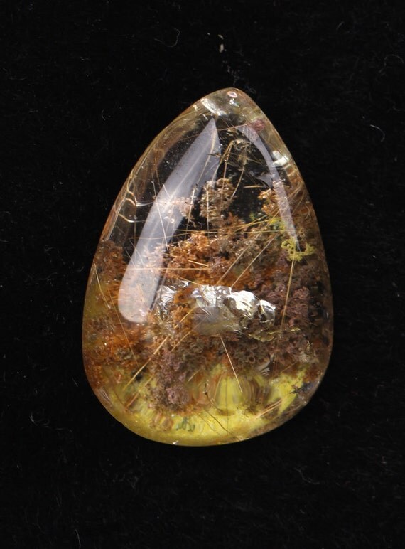 Natural Rare Yellow rutilated quartz Semi Precious Polished