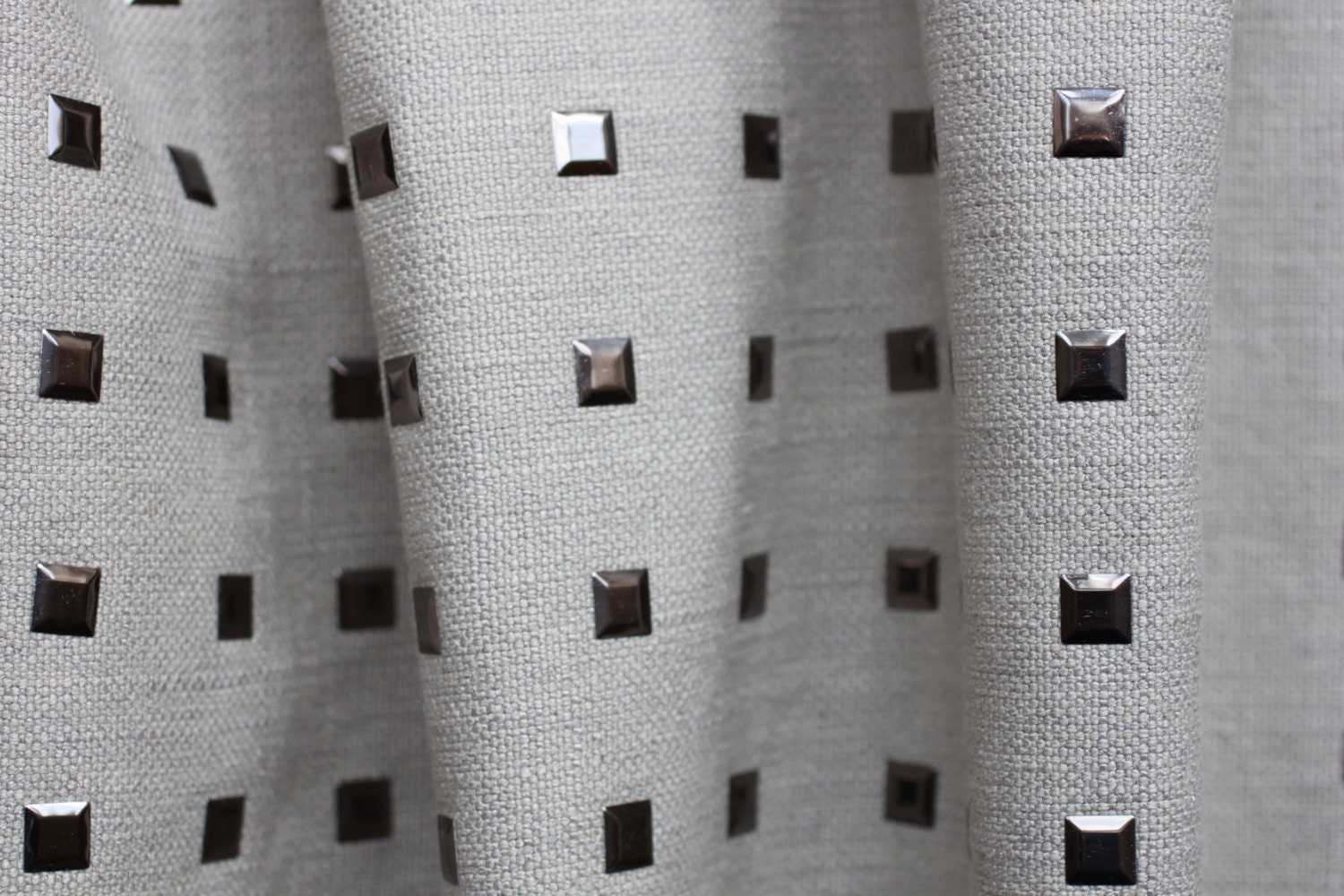 Fabric Embroidered Fabric STUDDED SQUARES PLATINUM By