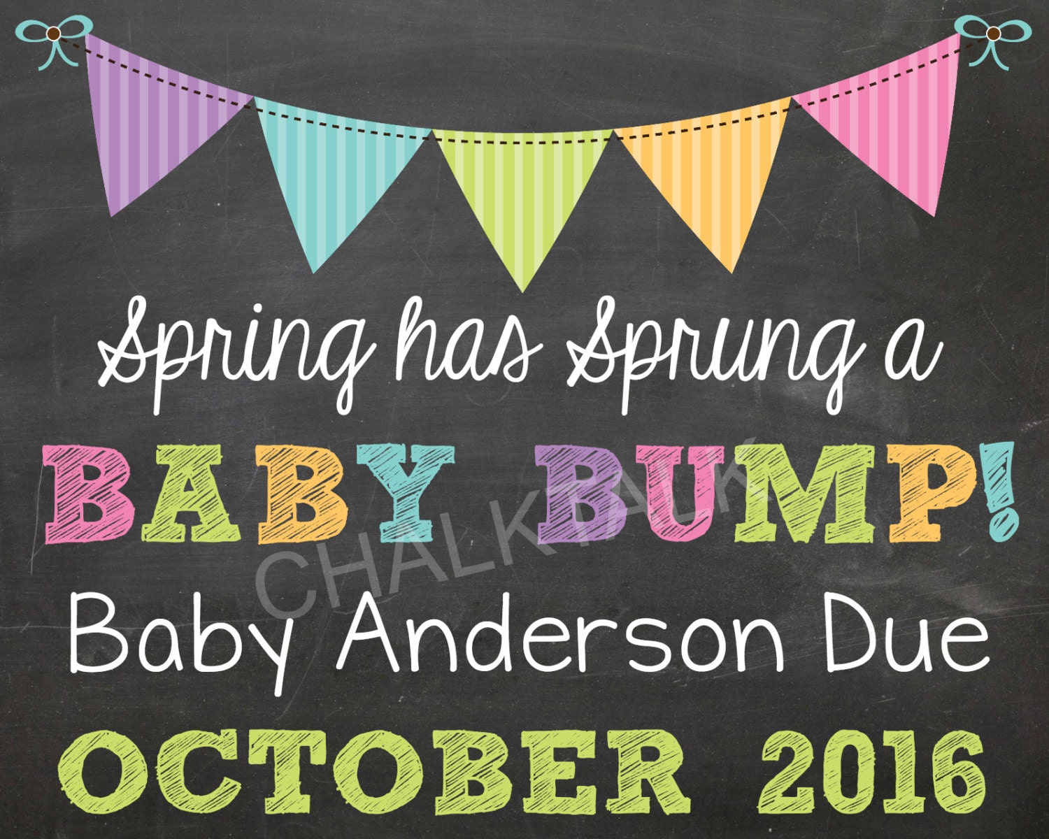 Spring Pregnancy Announcement Spring Chalkboard Baby Bump
