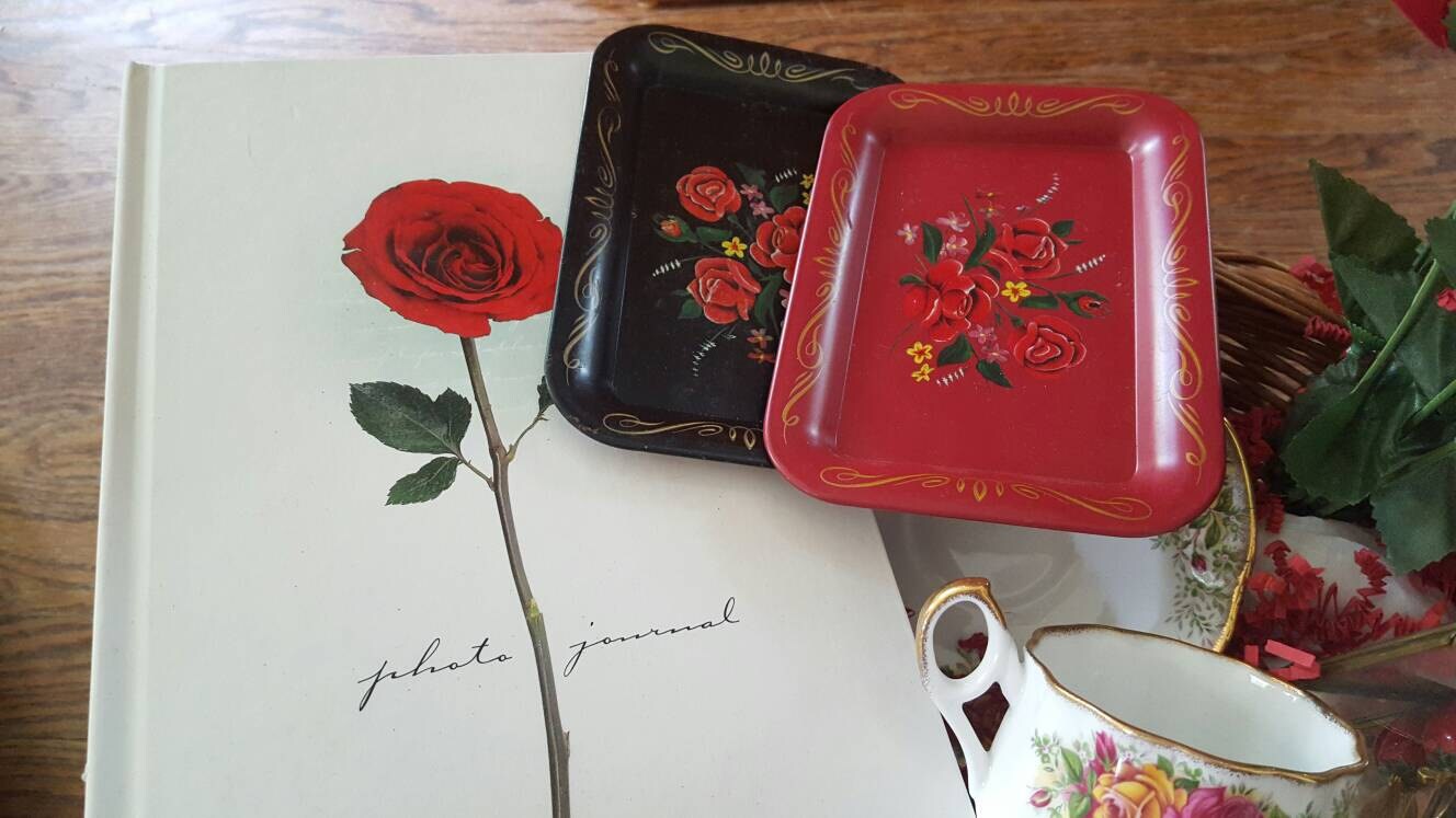 Vintage gift basket for her featuring Red by DauphinTimeCapsule