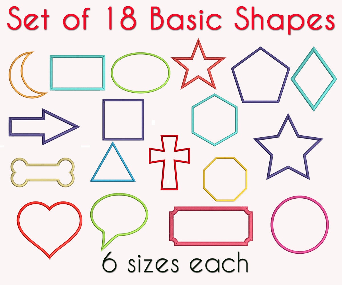 18 Basic Shapes Applique Embroidery Design Machine Designs 6