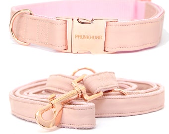 Dog collar BLUSH with rose gold colored hardware - handmade - pastel