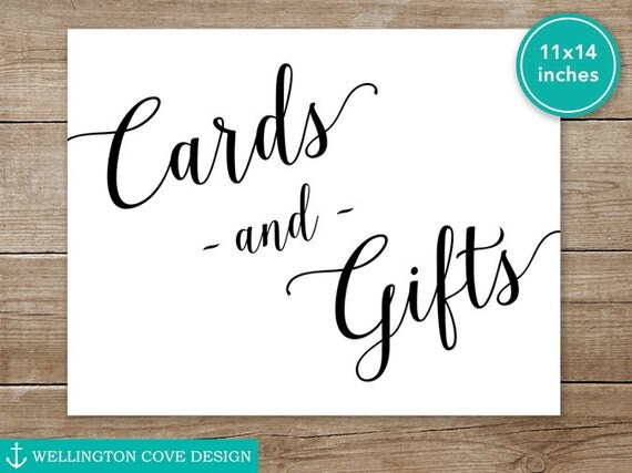 Cards and Gifts Printable Wedding Sign by WellingtonCoveDesign