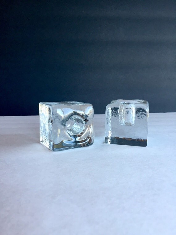 Blenko Glass Ice Cube Candle Holders