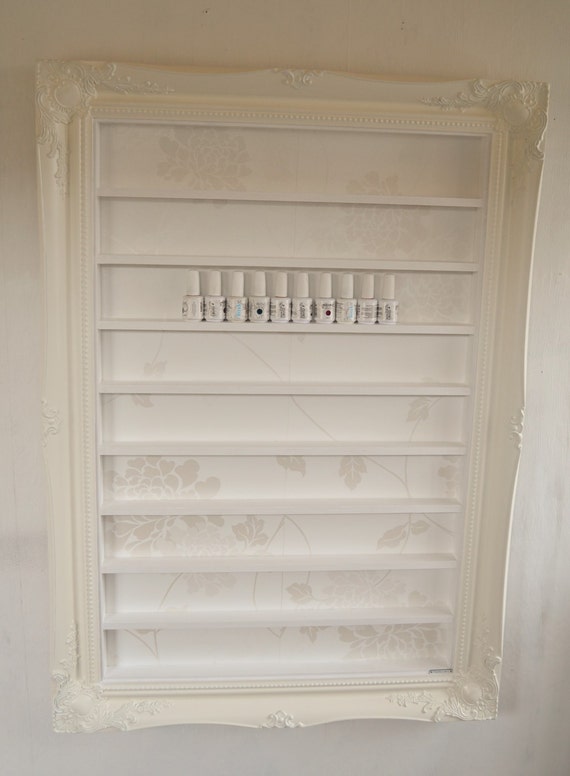Items similar to Nail polish rack white baroque extra large salon display wall hanging disply