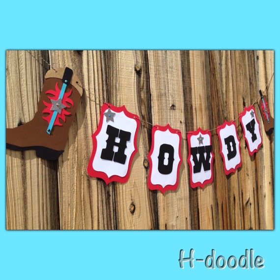 Items similar to Cowboy Boot Howdy Western Banner on Etsy