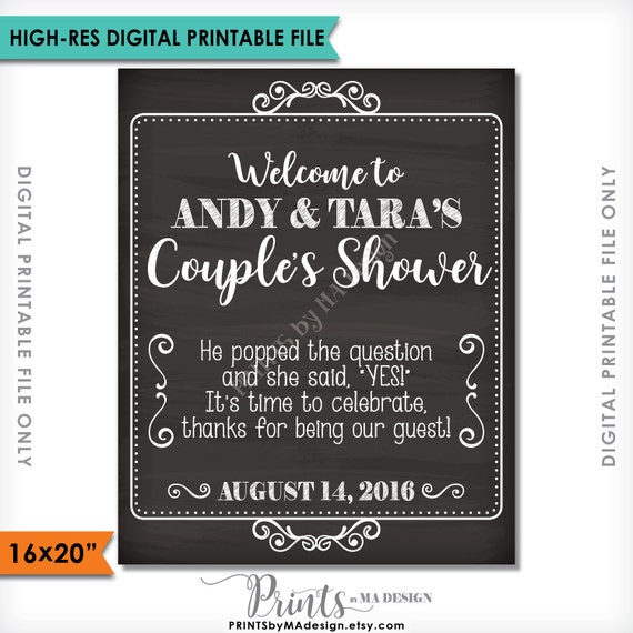 Couples Shower Sign Personalized Wedding by PRINTSbyMAdesign