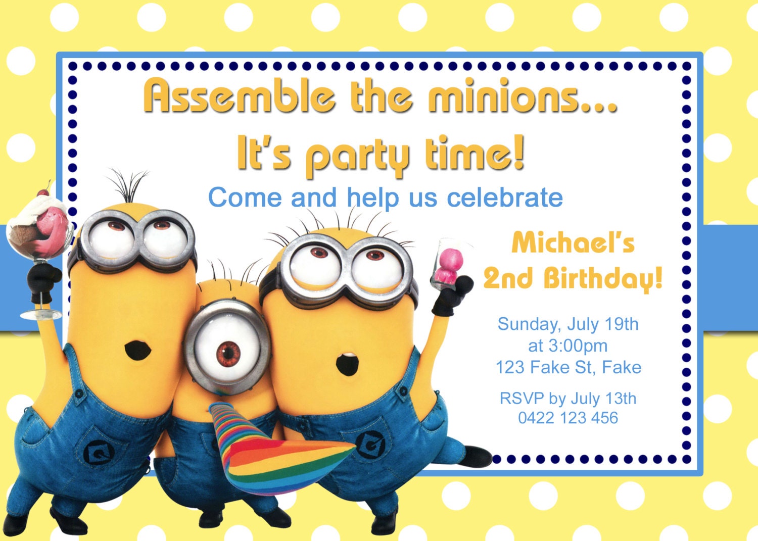 Customised Minion Birthday Invitation Printable By ArtworkByAnti