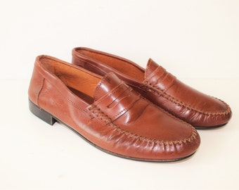 Brown Leather Moccasins Brand VERO CUOIo Mens Brown Leather Shoes Driving Loafers Tan Brown Leather Loafers Size Eu 43 Us 10