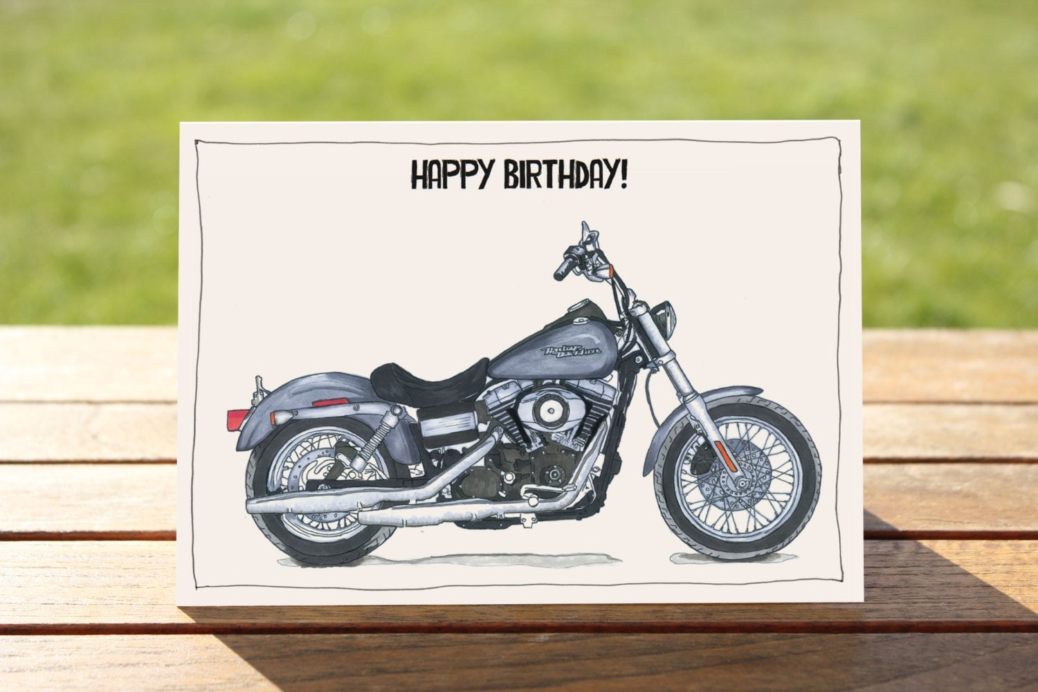 Motorcycle Birthday Card Harley Davidson Dyna by DailyBikers