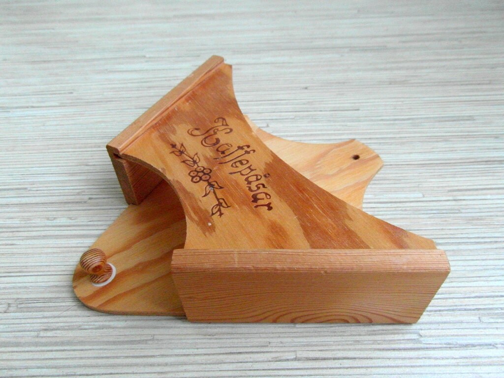 Vintage Swedish Coffee filter holder Wood kitchen decor
