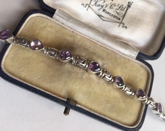 Vintage Silver Amethyst Bracelet, stunning piece