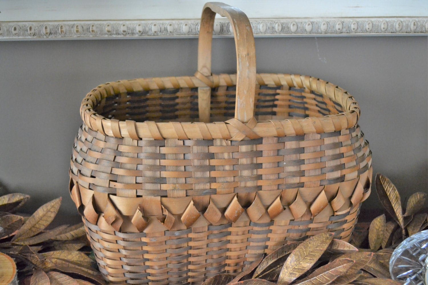 1800's Antique Native American Splint Gathering Basket