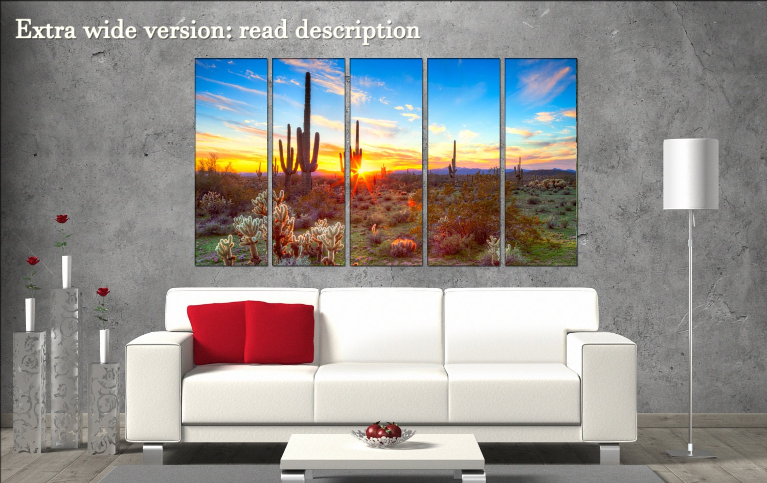 Sonoran Desert large canvas wall art decor print Saguaros in