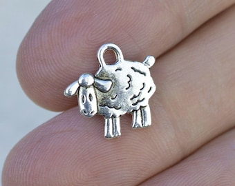 Sheep Charms, Silver Sheep, 50 Pieces, Antique Silver Charms, #BCH297, Animal Charms, Bulk Charms, Farm animal charms, Alloy Charms
