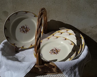 Boch La Louvière 6 plates flat art deco / Art deco flat