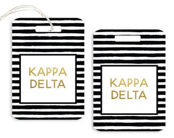 KD Kappa Delta Striped Luggage Tag Sorority Luggage Tag