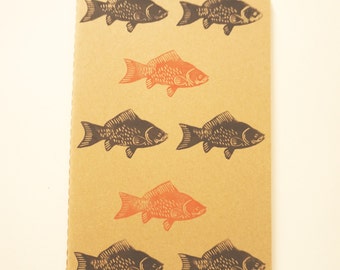 Book fish Moleskine 13 x 21 cm cover kraft linograve