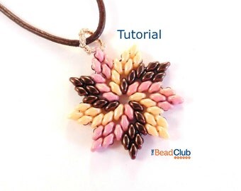 Superduo Bead Patterns - Beaded Necklace Patterns - Pendant - Beading Tutorials and Patterns - Beadweaving Tutorial - Pinwheel Pendant