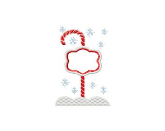 Candy Cane North Pole, Christmas Embroidery Design, Candy Cane Embroidery Design, Christmas Applique Design, Snowflake Embroidery