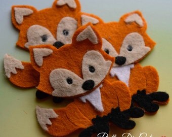 Felt Foxes, Pack of Red Foxes, Decorative Fox, Woodland Creatures, Felt Wild Animal, Felt Animal Shapes, Die Cut Animal Craft Embellishments