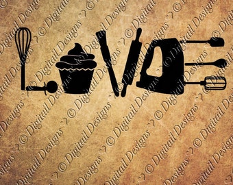 Love Baking SVG PNG DXF Eps Fcm Ai Cut File for Silhouette, Cricut, Scan n Cut Baking svg Baking Design Cupcake Svg