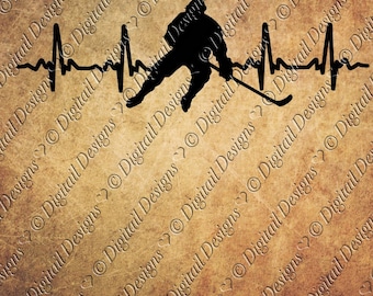 Hockey EKG Svg Png Dxf Eps Fcm Ai Cut file for Silhouette, Cricut, Scan n Cut Hockey player svg EKG