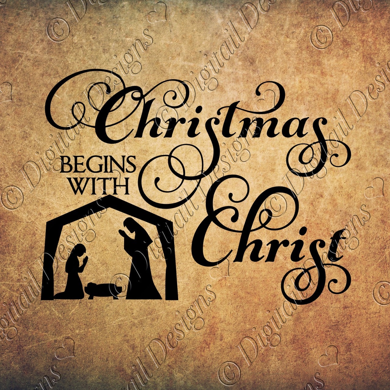 Christmas begins with Christ SVG PNG DXF Eps Fcm Cut file for