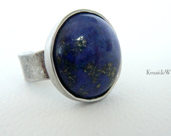 Spoon ring, Lapis Lazuli ring, Hypoallergenic ring, Stainless steel ring, Recycled jewelry, Statement ring, Blue ring, Spoon jewelry
