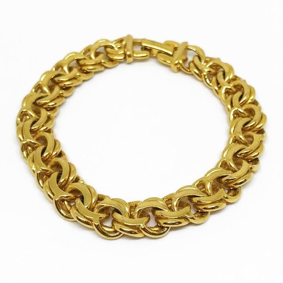 Monet Chain and Link Bracelet Gold Tone Bracelet Signed