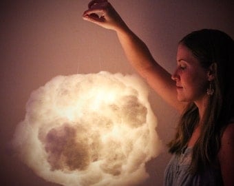 14" Cloud Light, multi-funtioning light, white light, cloud nightlight, nursery light, rain cloud, lightning, hanging cloud light, lantern