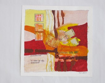 Art collage on paper - original - painting on paper, abstract art