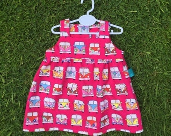 campervan baby dress, alternative baby dress, pink dress, 0-3 months, baby girl, new baby, vw baby gift, baby shower, summer