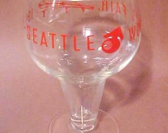 1962 Seattle WORLD'S FAIR unusual, fancy stem Beer Glass - Monorail