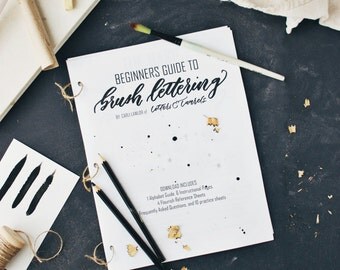 Beginners Guide to Brush Lettering, learn calligraphy, hand lettering workbook, practice sheets,