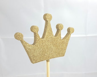 3.5 inch Gold Glitter Crown Cake Topper