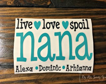 Live Love Spoil ~ Grandma | Yeti Decal | Car Decal | Nana | MawMaw | Grandkids | Coffee Cup Decal | Glitter Vinyl | Lilly Pulitzer Vinyl