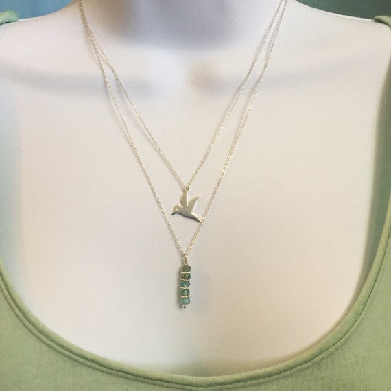 Sterling silver layered necklace with semi by WaveGirlDesigns