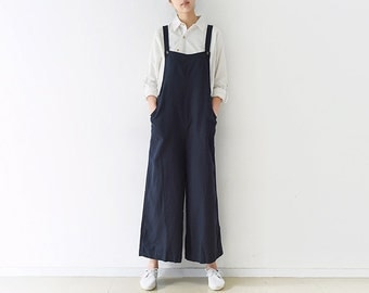 Womens Loose Fitting Comfortable Linen Jumpsuits Overalls Pants With Pockets, Womans Summer Linen Jumpsuits Pants, Casual Pants